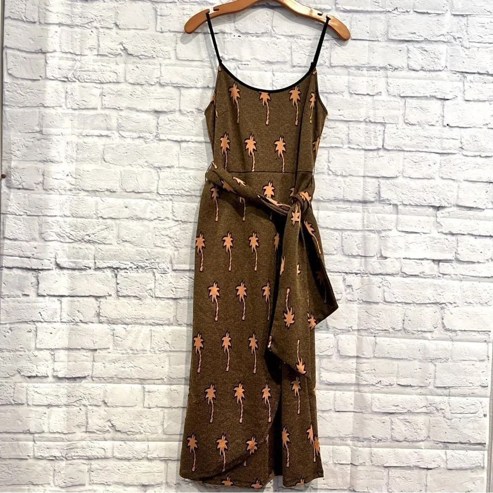 Anthropologie Hutch A Twist To Summer Knit Palm Tree Faux Wrap Dress Midi Small